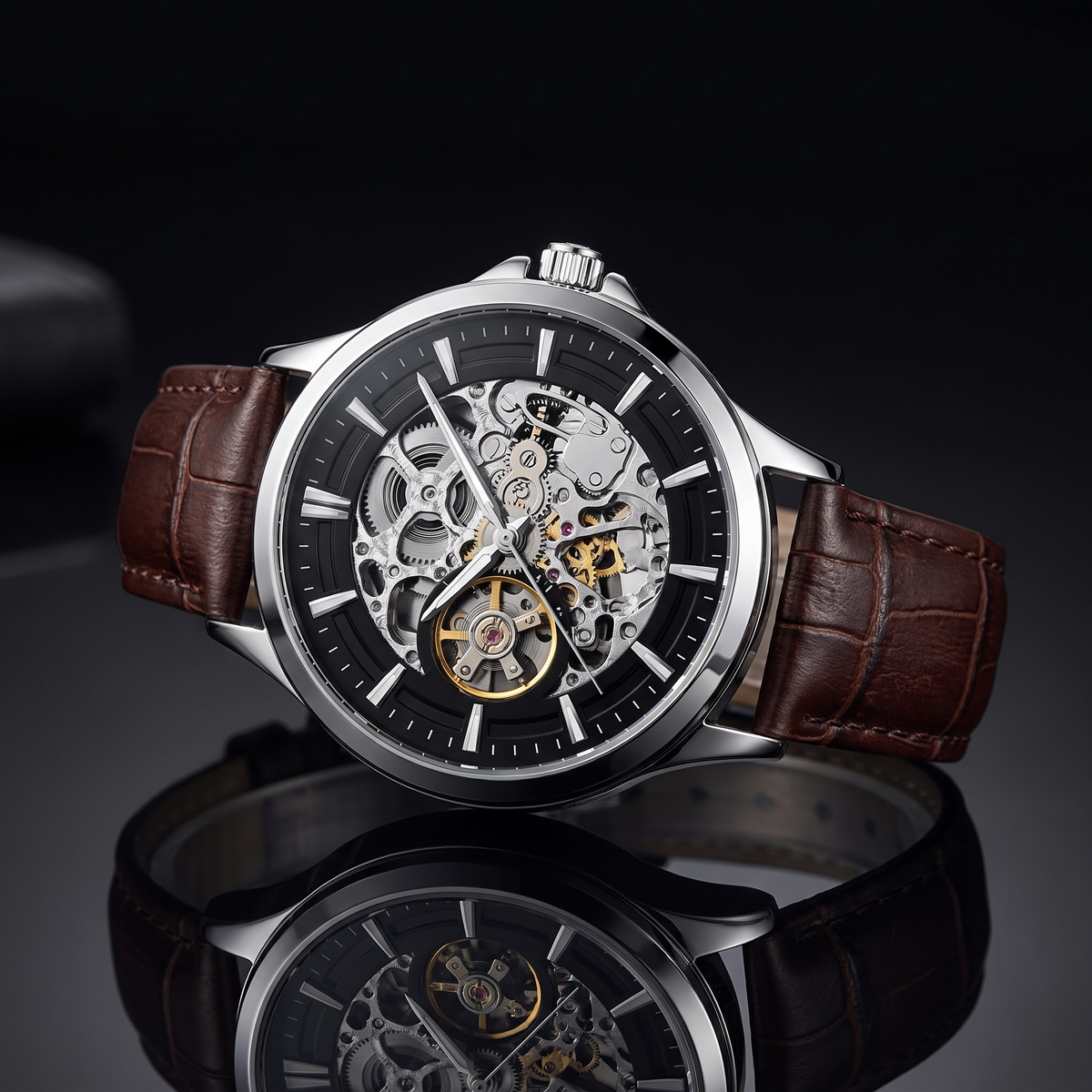 ZEVROND Skeleton Watch - Silver Black colorway
