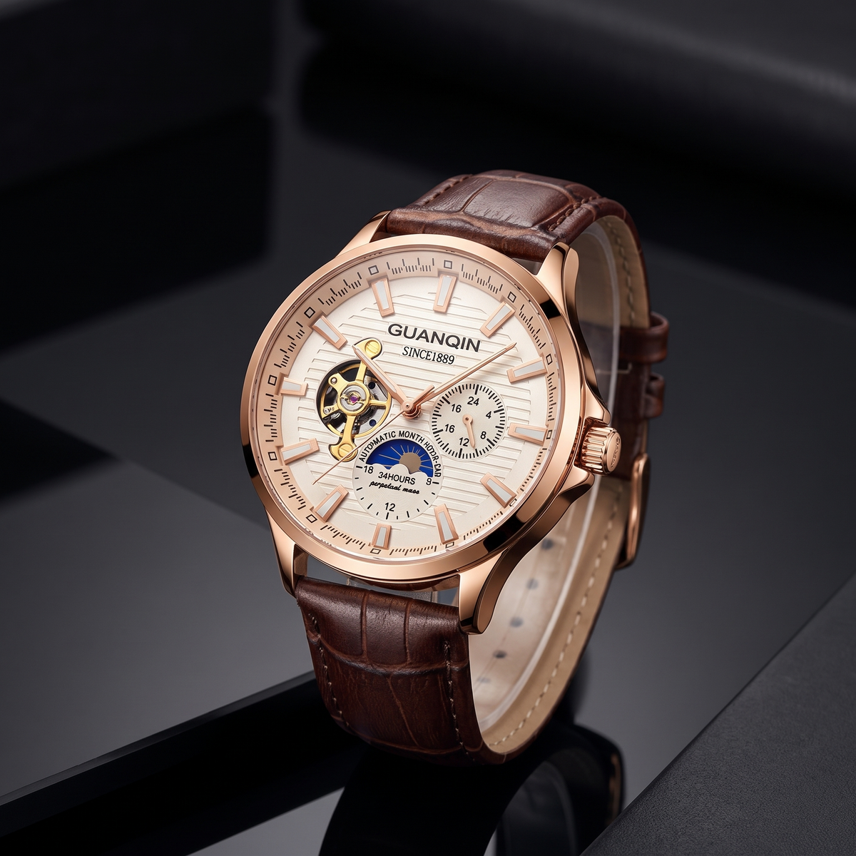 ZEVROND Skeleton Watch - Rose White colorway
